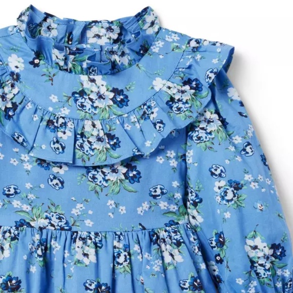 Janie and Jack The City Garden Dress Skyline Blue Floral size 7